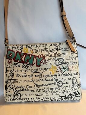 DKNY Cream Graffiti-Print Crossbody